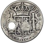 8 Reales Type I Countermark, Costa Rica, 1841-1842 reverse image