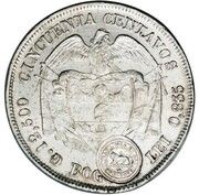 50 Centavos Type VIII Counterstamp, Costa Rica, 1889 reverse image