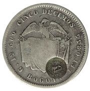 50 Centavos Type VIII Counterstamp, Costa Rica, 1889 reverse image