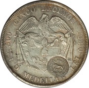50 Centavos Type VIII Counterstamp, Costa Rica, 1889 reverse image
