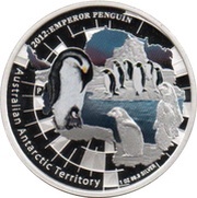 1 Dollar - Elizabeth II 4th Portrait - Emperor Penguin, Australia, 2012 reverse image