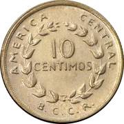 10 Céntimos, Costa Rica, 1951-1976 reverse image