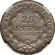 25 Céntimos Piedfort, Costa Rica, 1946 reverse image