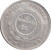 50 Céntimos Counterstamped Coinage; Type VIII reverse image