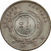 50 Céntimos Counterstamped Coinage - Type VIII reverse image