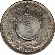 50 Céntimos Counterstamped Coinage - Type VIII obverse image