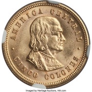 5 Colones, Costa Rica, 1899-1900 reverse image