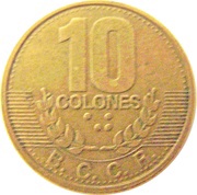 10 Colones, Costa Rica, 1995 reverse image