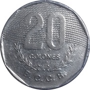 20 Colones, Costa Rica, 1994 reverse image