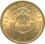25 Colones 2nd coat of arms; non-magnetic; segmented edge obverse image
