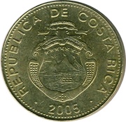 25 Colones 2nd coat of arms; non-magnetic; smooth edge obverse image