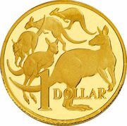 1 Dollar - Elizabeth II 4th Portrait - Australian Miniature Money Gold Proof, Australia, 2012 reverse image