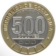 500 Colones Abolition of the Costa Rican Army; Coloured obverse image