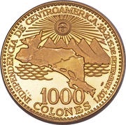 1000 Colones Central American Independence reverse image