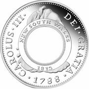 1 Dollar - Elizabeth II 4th Portrait - 200th Anniversary of the Holey Dollar and Dump, Australia, 2013 reverse image