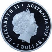 1 Dollar - Elizabeth II 4th Portrait - Land Down Under; Surfer obverse image