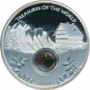 1 Dollar - Elizabeth II 4th Portrait - Treasures of the World - Garnet -Silver Proof, Australia, 2013 reverse image