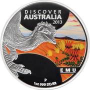 1 Dollar - Elizabeth II 4th Portrait - Discover Australia - Emu, Australia, 2013 reverse image