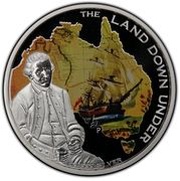 1 Dollar - Elizabeth II 4th Portrait - Land Down Under; Captain James Cook, Australia, 2013 reverse image