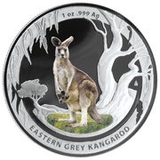1 Dollar - Elizabeth II 4th Portrait - Eastern Grey Kangaroo - Coloured, Australia, 2013 reverse image