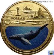 1 Dollar - Elizabeth II 4th Portrait - Polar Series - Humpback Whale reverse image