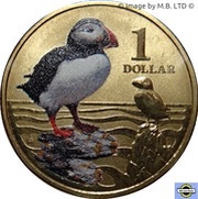 1 Dollar - Elizabeth II 4th Portrait - Polar Series - Atlantic Puffin reverse image