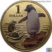 1 Dollar - Elizabeth II 4th Portrait - Polar Series - Rock Hopper Penguin reverse image