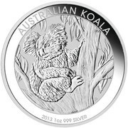 1 Dollar - Elizabeth II 4th Portrait - Koala - Silver Bullion Coin, Australia, 2013 reverse image