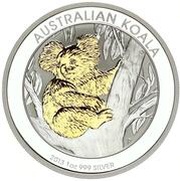 1 Dollar - Elizabeth II 4th Portrait - Koala - Gilded Silver Coin, Australia, 2013 reverse image