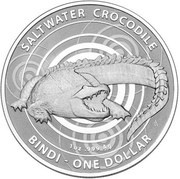 1 Dollar - Elizabeth II 4th Portrait - Saltwater Crocodile - Silver Specimen, Australia, 2013 reverse image