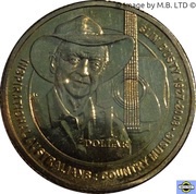 1 Dollar - Elizabeth II 4th Portrait - Inspirational Australians - Slim Dusty reverse image