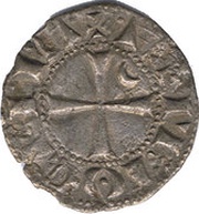 Denier à la Tête Casquée Raymond Roupen, Crusader and Christian states in the Eastern Mediterranean, 1216-1219 reverse image