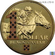 1 Dollar - Elizabeth II 4th Portrait - Black Caviar - Coloured reverse image
