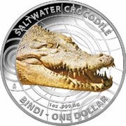 1 Dollar - Elizabeth II 4th Portrait - Saltwater Crocodile - Silver Proof, Australia, 2013 reverse image