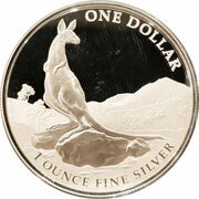 1 Dollar - Elizabeth II 4th Portrait - Silver Kangaroo, Australia, 2013 reverse image