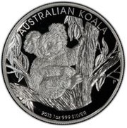 1 Dollar - Elizabeth II 4th Portrait - Koala - Silver High Relief Coin, Australia, 2013 reverse image