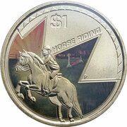 1 Dollar - Elizabeth II 4th Portrait - Young Collectors - Horse Riding reverse image