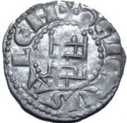 Denier - Baldwin III Tower of David - crude type, Crusader and Christian states in the Eastern Mediterranean, 1143-1163 reverse image