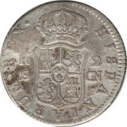 2 Reales Countermark on Spain - Seville 2 Reales KM# 412.2 reverse image