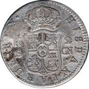 2 Reales Countermark on Spain - Seville 2 Reales KM# 430.2 reverse image
