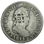 2 Reales Countermark on Spanish - Cadiz 2 Reales, KM#460.1 obverse image