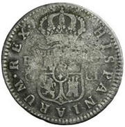 2 Reales Countermark on Spanish - Cadiz 2 Reales, KM#460.1 reverse image