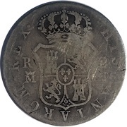 2 Reales Countermark on Spanish - Madrid 2 Reales, KM#460.2 reverse image