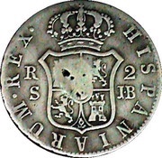 2 Reales Countermark on Spanish - Seville 2 Reales, KM#460.3 reverse image