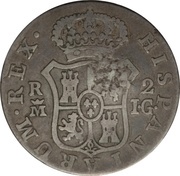 2 Reales Countermark on Spanish - Madrid 2 Reales, KM#474.3 reverse image