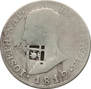 4 Reales Countermark on Spanish - Seville 4 Reales, KM#540.2 obverse image