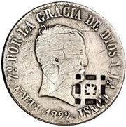 4 Reales Countermark on Spanish - Madrid 4 Reales, KM#562.2 obverse image