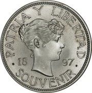 Souvenir Peso Type II; Date closely spaced reverse image