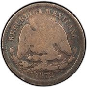 25 Centavos Countermarked, Cuba, 1872-1877 reverse image
