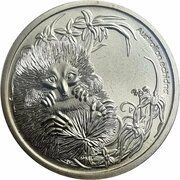 1 Dollar - Elizabeth II 4th Portrait - Bush Babies - Echidna reverse image